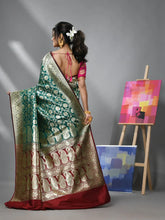 Teal Green Silk Banarasi Saree With Zari Woven Floral And Paisley Designs-MA52BSL441050046